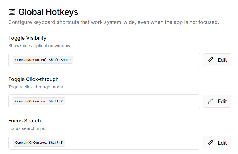Customizable Hotkeys